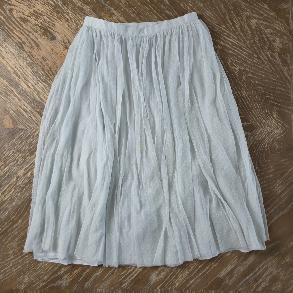 Donna Morgan Tulle Midi Skirt US 4 Layered Swiss Dot Gray